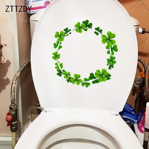 ZTTZDY 21.7×22.2CM Clover Ring Creative Home Accessories Room Wall Stickers Bathroom Toilet Decor T6-0240