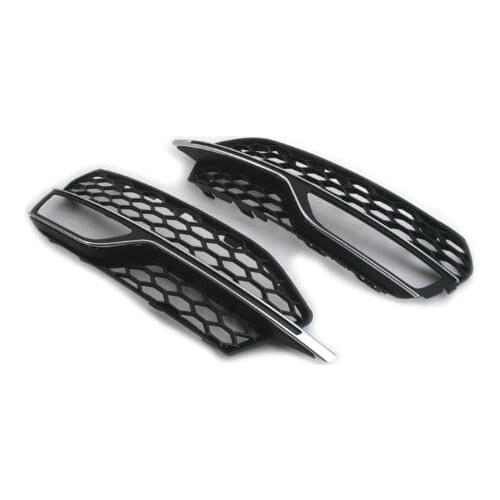 1 PAIR Honeycomb Vented Chrome Trim Fog Light Grille For Audi A3 8V Pre-facelifted 2013-2015 Model (S-LINE BUMPER ONLY)