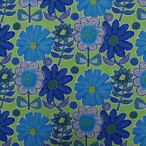 1 yard Cotton Woven Fabric - Sunflower on green backgound (width=145cm)