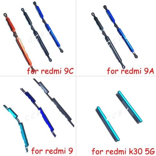 10pcs For Xiaomi Redmi 9 9A 9C K30 5G Power Button ON OFF Volume Up Down Side Button Key