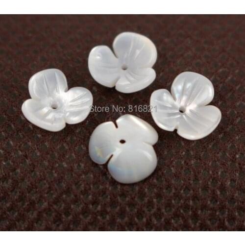 10 pieces/lot ) 8x3mm New White MOP Shell Beads Carved 3D Flower Pendant focal Beads Drilled beads Spacer Beads