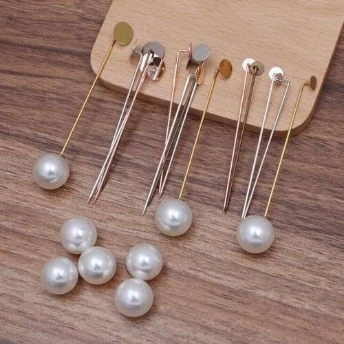 150pcs 10mm Flat Pad Muslim Hijab Pins with Pearl Backs Brooches Pins Islamic Scarf Safety Khaleeji Pins BP4