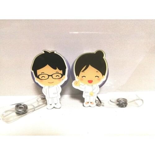 2PC/lot Cartoon Retractable Pull Badge Reel ID Lanyard Name Tag Card Badge Holder Reels doctor nurse supplies