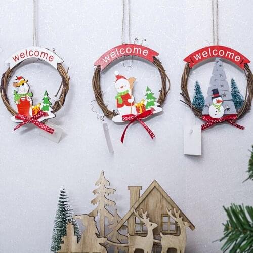 2020 Navidad Creative Christmas Wreath Xmas Tree Ornaments DIY Wood Crafts For Home Christmas Party Decorations Kids Gift