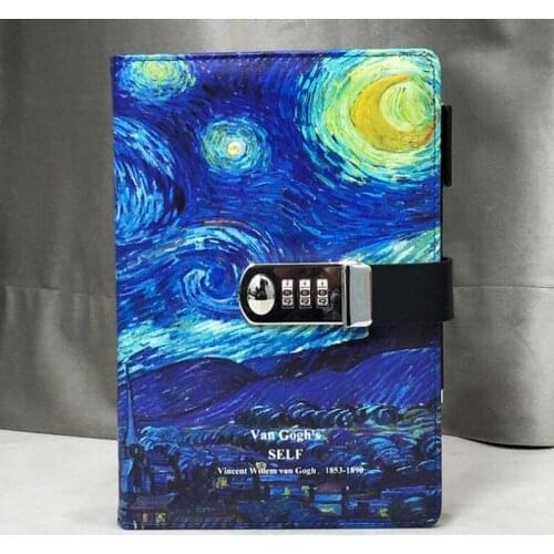 25 PU Leather A5 Planner Retro Notebooks And Journals Diary With Lock Agenda Password Note Books For School Notebooks Supplies