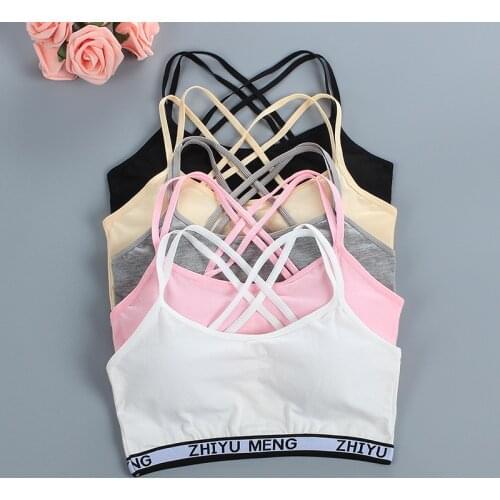 3/5Pcs Teenage Girls Clothing Training Bras Puberty Young Girls Cotton Children Sports Underwear Teenagers Student Camisole Vest