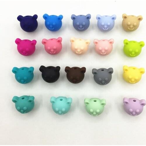 30pcs/lot Silicone Teething bear beads for Baby Teething necklace beads Food Grade Silicone Rubber bear Beads loose bead