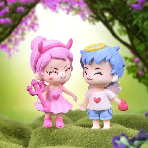 Angel Devil Lovers Put A Miniature Landscape DIY Bonsai Meaty PVC Doll Plastic Crafts Decoration Pieces Resin Fairy Garden