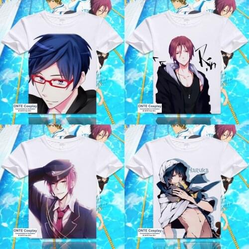 Anime Free! Short Sleeve T-shirts Rin Matsuoka Tops Nanase Haruka Tees Tachibana Makoto Hazuki Nagisa Ryugazaki Rei Tshirt