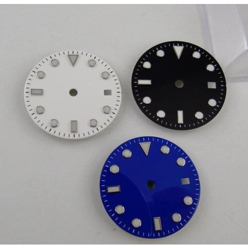 Automatic Nologo 28.5mm Black/Blue/White Watch Dial Hand Set fit NH35A NH36A ETA 2836 Miyota 8215 MOVEMENT