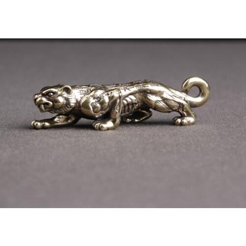 Pure Copper Zodiac Animal Roller Tiger Figurines Ornament Solid Brass Lucky North-east China Tigers Miniature Desktop Home Decor