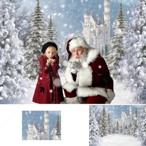 Winter Snow Castle Photography Backdrop Forest Pine Snowflake Merry Christmas Background Wedding Bridal Shower Photo Shoot Props