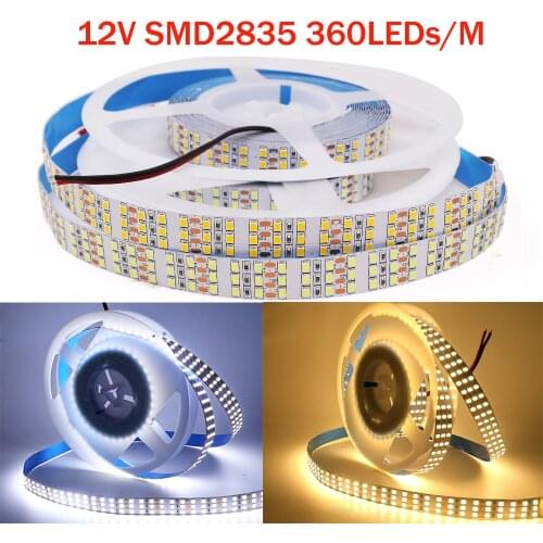 5m High Brightness Flexible LED Strip 12V 2835 SMD 360 LED/m Ribbon Tape Home Bar Kitchen Lights Decoration Strips 3 Rows