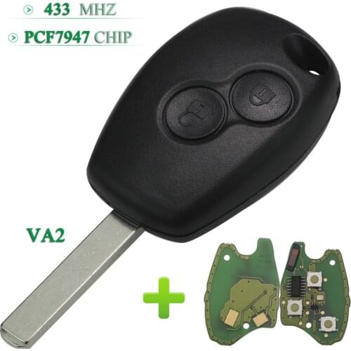 Bilchave 2 Buttons 433Mhz PCF7947 Chip Remote Car Key FOB For Renault /Kangoo II /Clio III Duster Modus Twingo DACIA Logan