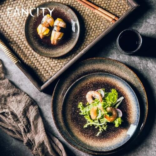 FANCITY Japanese-style creative household ceramic serving plates, western dishes trays, steak dishes, tableware, breakfast dishe
