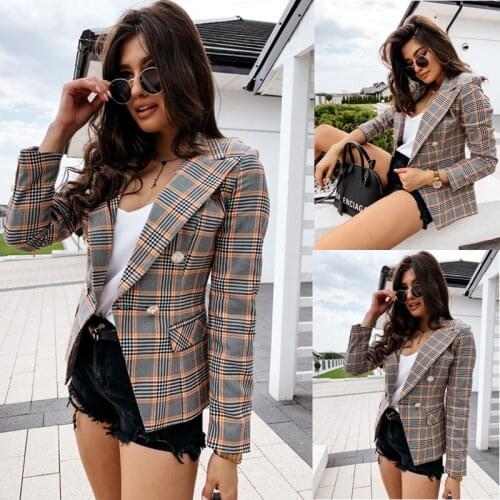 Classic Plaid Chic Autumn Blazer Jacket Women Streetwear Long Sleeves Winter Blazers Coat Female Casual Blazer woman blazer