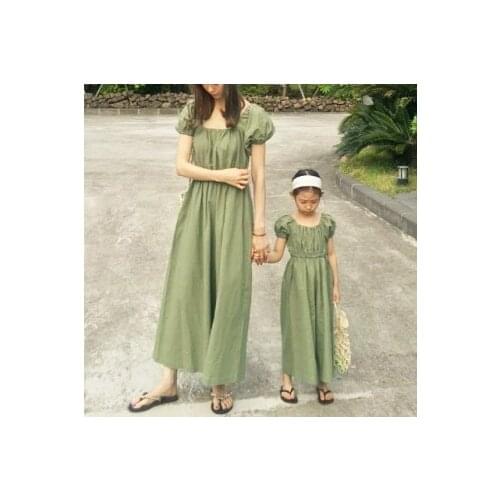 Mom and Daughter Matching Clothes Jumpsuits Casual Loose Puff Sleeves Pants for Mother and Daughter Clothes Summer New Arrival