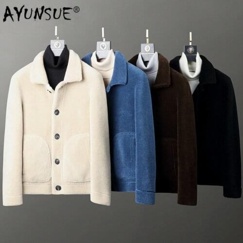 AYUNSUE Short Wool Coat Autumn Winter Men shearling Jacket Mens Coats Overcoat Thick Casual Jackets Kaban Erkek 1811 YY253