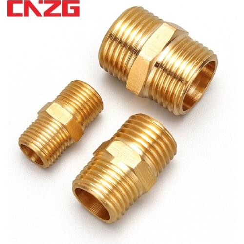 Brass Pipe Hex Nipple Fitting Quick Coupler Adapter 1/8 1/4 3/8 1/2 3/4 1 BSP Male to Male Thread Water Oil Gas Connector