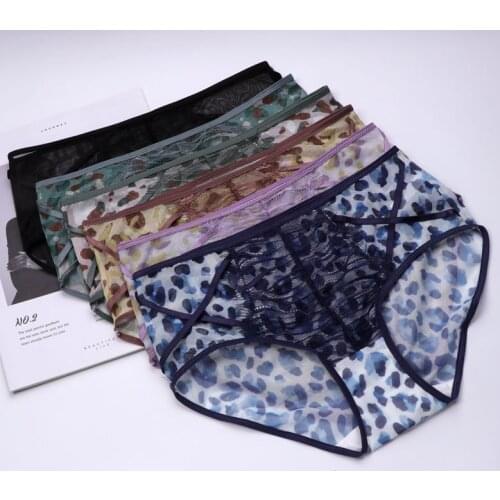 Leopard Lingerie Sexy Womens Underwear Lace PantiesTriangle T-pants Mid Rise Period Transparent Underwear Womens Fashion Soft