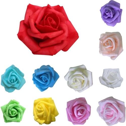Hot 50x Foam Roses Artificial Flower Wedding Bride Bouquet Party Decor DIY White