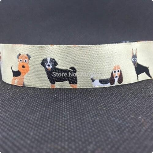 HOT!!! 2015 NEW wholesale 5/8" 16mm 7/8'' 22mm Wide Unique white dog Woven Jacquard Ribbon dog chain accessories 10yards/lot