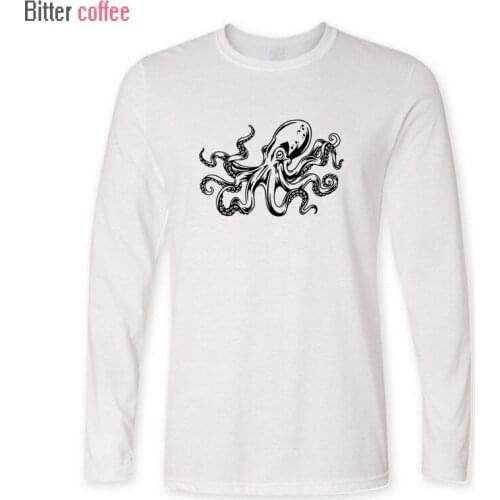 Hot Sale Fashion Brand Cotton Octopus Printing T Shirt Autumn And Winter Man T-Shirt Long Sleeved Casual O-Neck Tops Plus Size