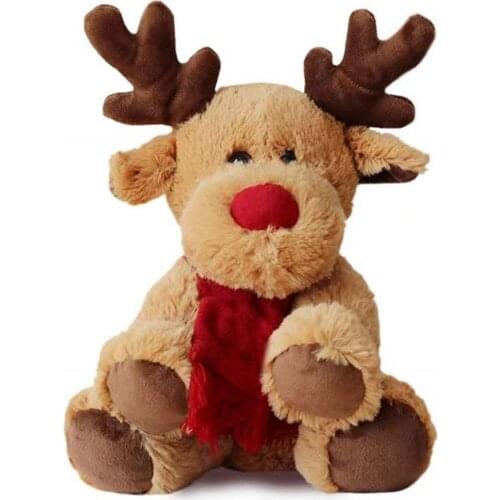 Lovely Christmas Reindeer Scarf Plush Stuffed Doll Toys Home Sofa Decoration Sleeping Back Cushion Cute Stuffed Accompany Doll