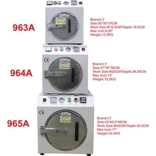 Mini Auto air-lock OCA Bubble Remove Defoam Machine for iPhone Samsung Flat Edge LCD Touch Screens Refurbishment 9.5/13/17 inch