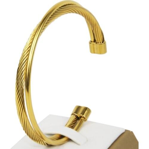 New High Quality Adjustable Stainless Steel Twisted Wire Cross Bracelet Love Bangle For Women Party Gifts Wholesale