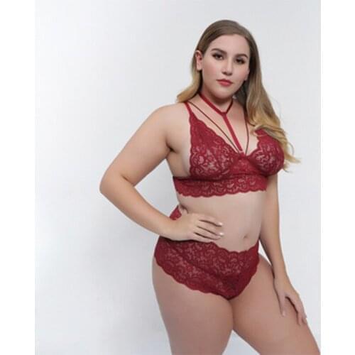 New Sexy Bandage Underwear Set Push Bra Set Women Lingerie High Quality Lingerie Set 3/4 Cup Lace Brassiere Big yards