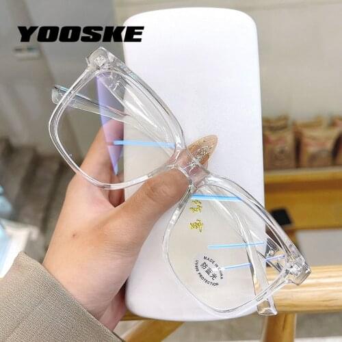 YOOSKE 2020 Anti Blue Light Glasses Frame Men Oversized Eyeglasses for Women Clear Optical Spectacles Computer Eyewear Unisex