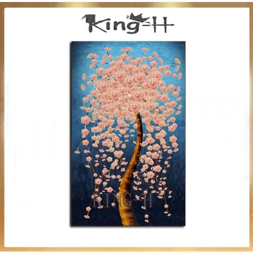 Excellent Artist Pure Hand-painted Palette Knife Thick Oil Painting Flower Picture Hand-painted Golden Rich Tree Oil Paintin