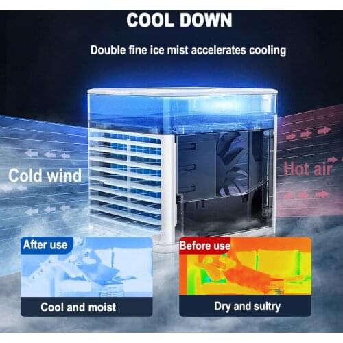 Portable Air Cooler Household Multifunctional Humidifier Purifier USB Desktop Air Conditioner Fan with UV Germicidal Lamp