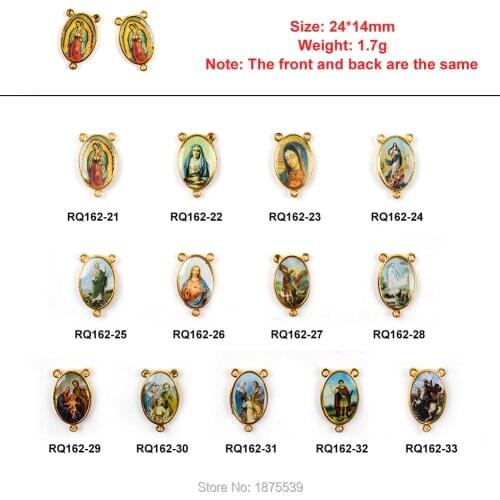 Religious Rosary Necklace Centers Gold Color Alloy Medal Color Saint Catholicism