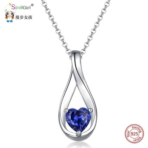 StrollGirl personalized 925 sterling silver custom heart-shaped necklace with birth stone DIY pendant necklace Mothers Day gift