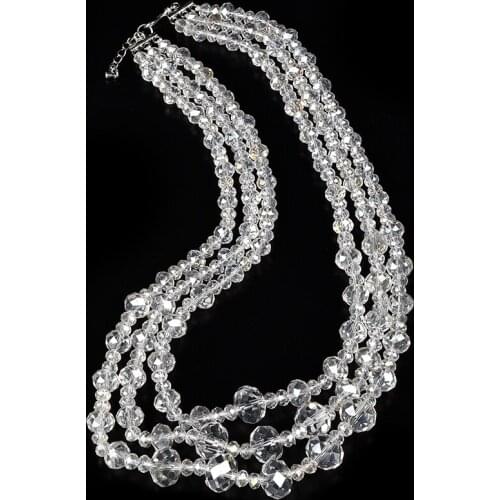 Sparking 3 rows gray 5.5-14 mm Glassy Elegance Necklace. A distinctive Necklace