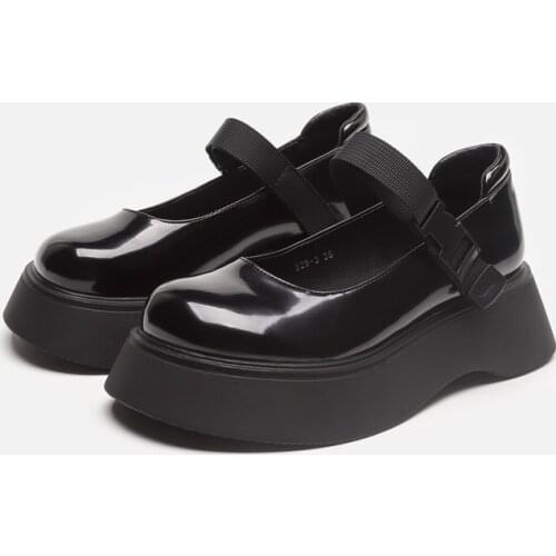 Mary Jane Shoes Women 2021 Autumn Patent Leather Flat Platform Single Shoe Girls British College Wind Retro Japanese Boats Shoe