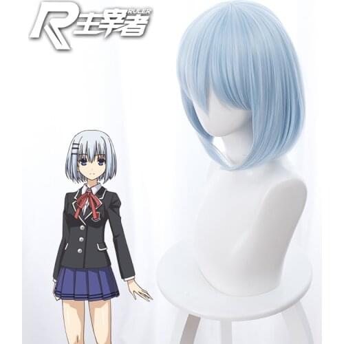 High Quality Wigs Prop!!! Hot Anime Date A Live Tobiichi Origami Cosplay Light Blue Bob Haircut Short Hair Role Play Accessories