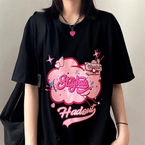 Hip Hop Streetwear Letter Print Woman Tshirts Cotton Material Basic Graphid T Shirts 2021 Summer Plus Size Harajuku Fashion Tops