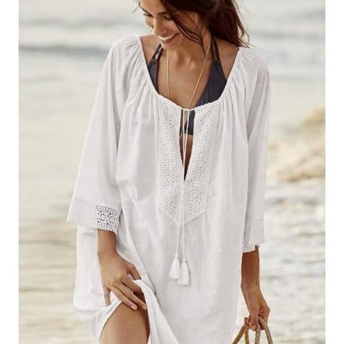 Women Elegant Vintage Tunic Beach Dress Cotton 2021 Summer Dresses Plus Size Bohemian Dresses Summer Dress Vestidos