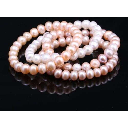 Genuine Natural Freshwater Pearl Bracelets Bangles For Women Classic 8-9mm White/Pink/Purple Pearls Beads Bracelet Jewelry Gift
