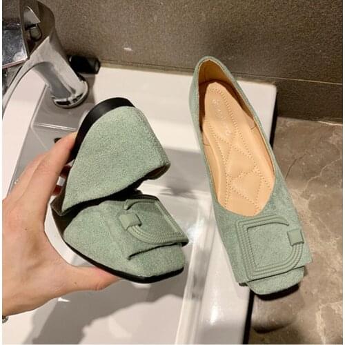 2020 Women suede Flat Shoes Ballet Shoes Slip On Loafers Moccasins Fashion Square head Flats boat shoes Casual Zapatos Mujer