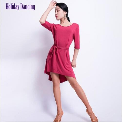 Women Latin Dance Dress Half Sleeve Boat Neck Latin Dancing Practise Cloth Samba Tango Chacha Dancing Performamnce L1031