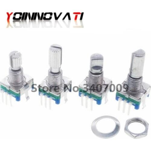 100PCS Half / Plum Axis Rotary Encoder, Handle Length 15mm /20mm Code Switch/EC11/ Digital Potentiometer With Switch 5Pin