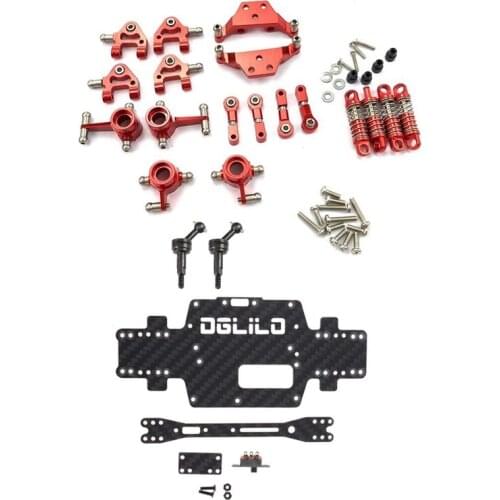 2 Set for Wltoys 1:28 RC Car Spare Parts: 1 Set Shock Absorber & 1 Set Carbon Fiber Chassis Car Bottom Low Body Shell