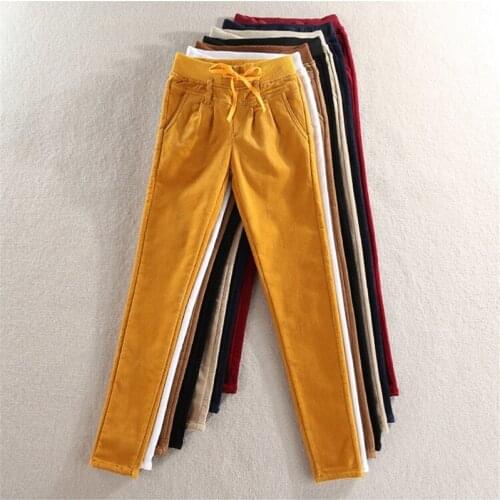 2020 high quality new Ms. winter corduroy pants plus velvet elastic casual pants Elastic waist corduroy pants Womens trousers