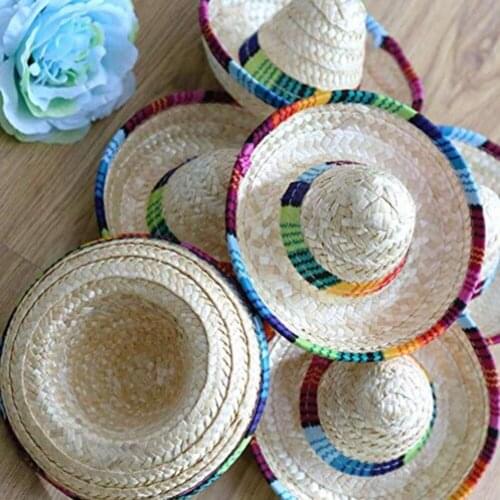 3 Pcs Straw Woven Mini Pet Wide-brimmed Hats Creative Dog And Cat Mexican Hats Household Pet Clothing Decoration Supplies