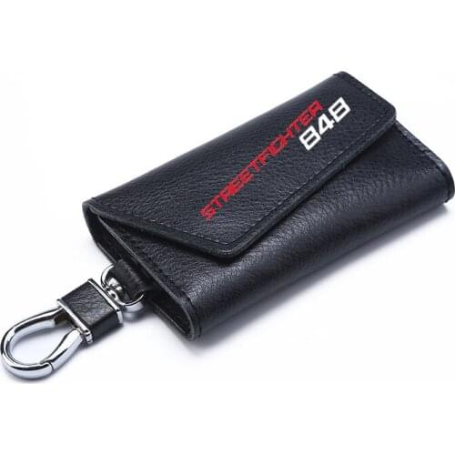 3D cowhide Key key case Holder Chain Collection Keychain for Ducati STREETFIGHTER 848 Motorcycle Badge Keyring