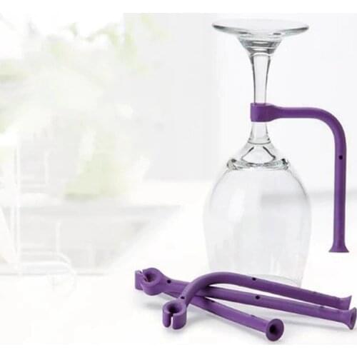 4Pcs Adjust Flexibly Silicone Wine Glass Goblet Purple Holder Safer Stemware Dishwasher Attachment Stabilizer Holder Maintenance